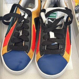 Puma Kids' Blue and Gold Sneakers